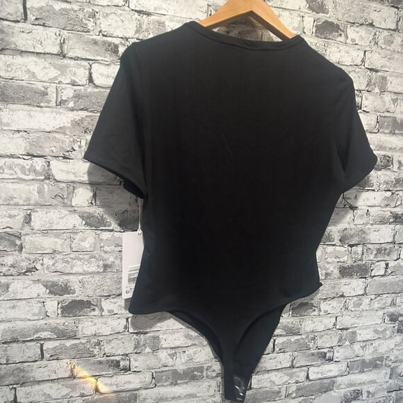 NWT Lululemon Stretch Cotton Rib Crewneck SS Bodysuit Thong Size XL (BLK) - Picture 5 of 15